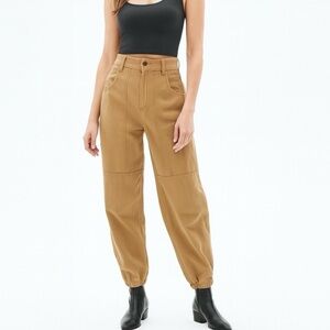 Nili Lotan Military Jogger Pants Size 2 Barley Tan Cropped High Rise Cotton